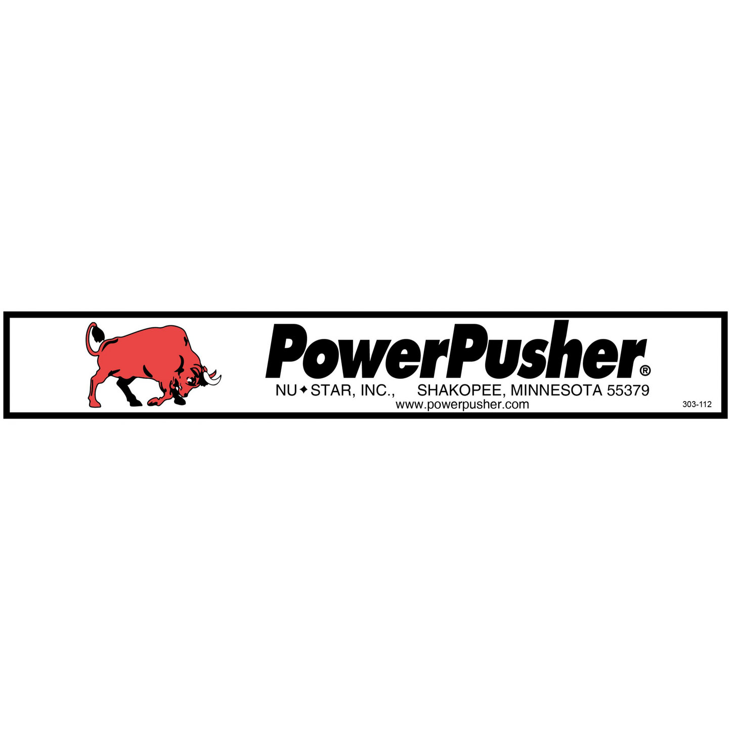 303-112: Decal, Power Pusher (with Bull) White Background